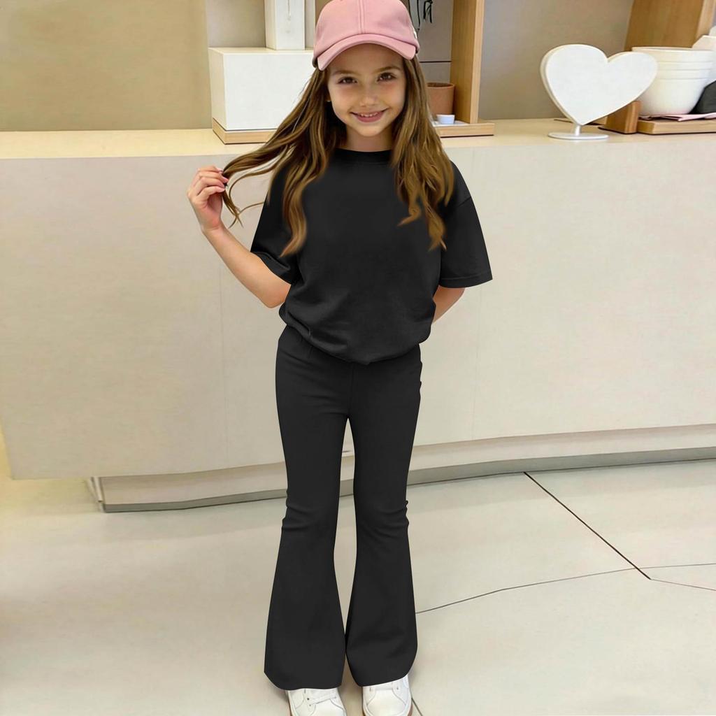 Baby Neugeborene Mädchen Jungen Lockeres T-Shirt + Hose Druck Outfits Set