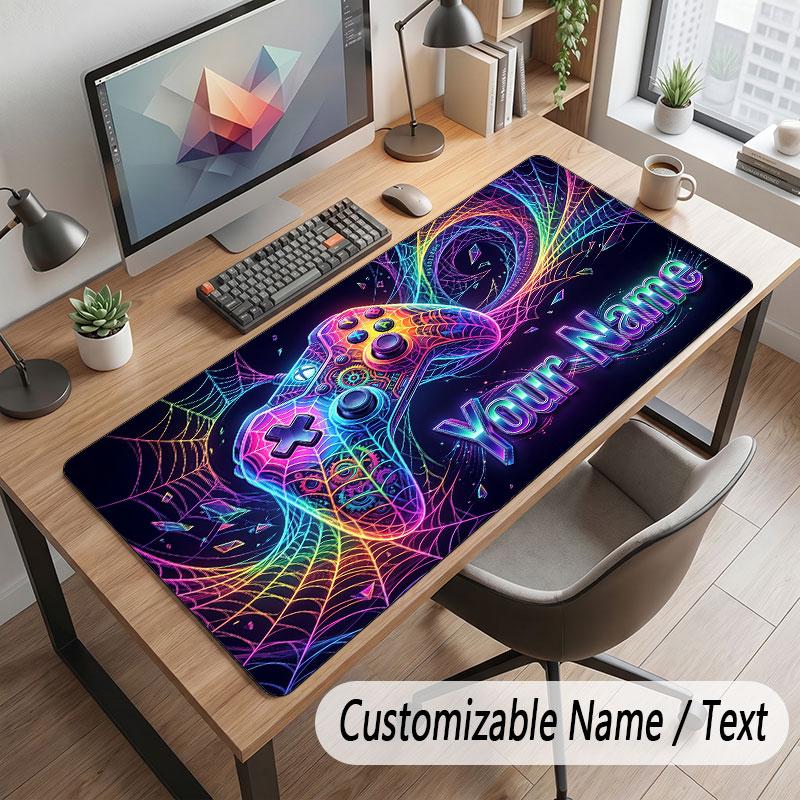 Game Controller Theme Customized Mouse Pad Personalized Print Name Text Desk Mat For Home Office Table Decor