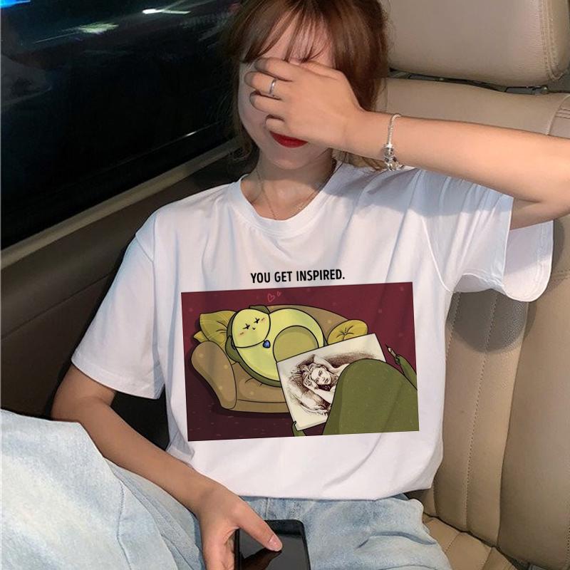 Avocado Vegan T Shirt Women Harajuku Funny Cartoon T-Shirt Ullzang Korean Style Small Fresh Tshirt 90S Fashion Top Tees Female