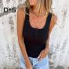 Women Vest U-Neck Sleeveless Button Down Camisole Blouse Slim Fit Basic Tank Tops Beach Office Party Wear