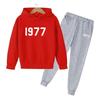 Fashion Casual 1977 Boys Girls 2 Piece Sets Tracksuit Kids Hooded Sports Suit Children Hoodies Sweatshirt Top+Pants Streetwear