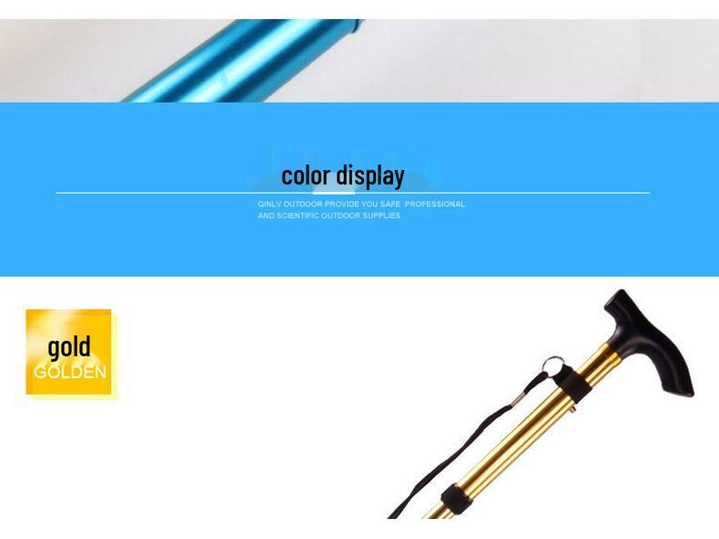 Outdoor Folding Telescopic Trekking Pole - Five-Section Walking Stick for Elderly