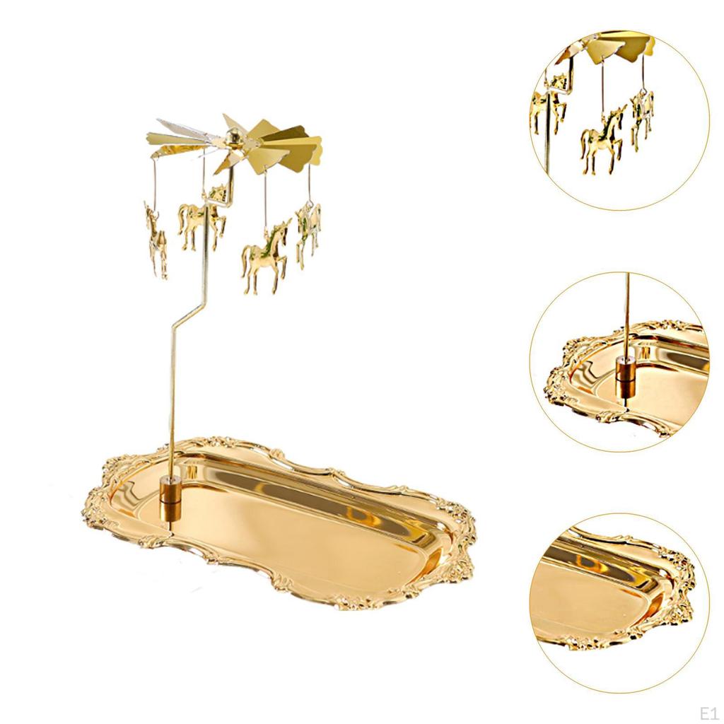 Rotating Tray Candle Holder Elegant Snack Multipurpose Candlelight Dinner Prop Decorative Coffee