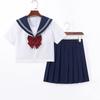 Navy Sailor Collar JK School Uniform - White, Two-Line Suit & Pleated Skirt