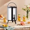 Double Layer Insulation Bucket Stainless Steel Insulated 6/8L with Faucet Beverage Dispenser for Home Outdoor Hot Beverages