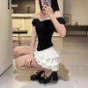 Chic French Short Sleeve Off-Shoulder Corset Slimming Top