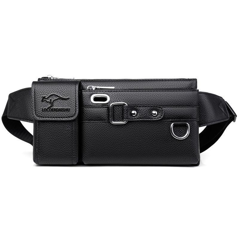 

Men s Waist Bag, Leather Texture, Large-capacity, Multi-function, Waterproof And Wear-resistant Chest Bag, Messenger Bag 26*13*4cm чорний