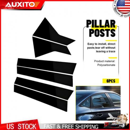 6pcs Pillar Post Door Trim Black For Honda Civic Sedan 2022 2023 2024 2025 Car