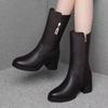 Fashion Large Size Warm New In Half High Boots for Women Leather Footwear Gyaru Work Sale Quality on Promotion Pu Mid Calf Shoes Woman