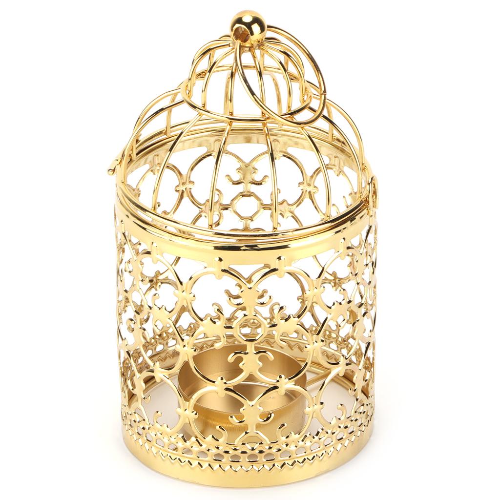Candle Lanterns Birdcage Shape Electroplated Gold Retro Ornaments for European Style