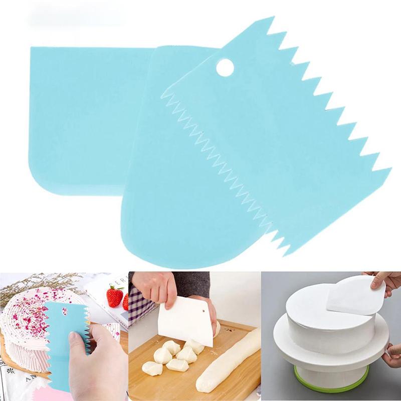 3pcs/lot Dough Cake Cutter Slicer Spatula For Cake Cream Scraper Pasty Cutters Scraper Irregular Teeth Edge Diy Scraper