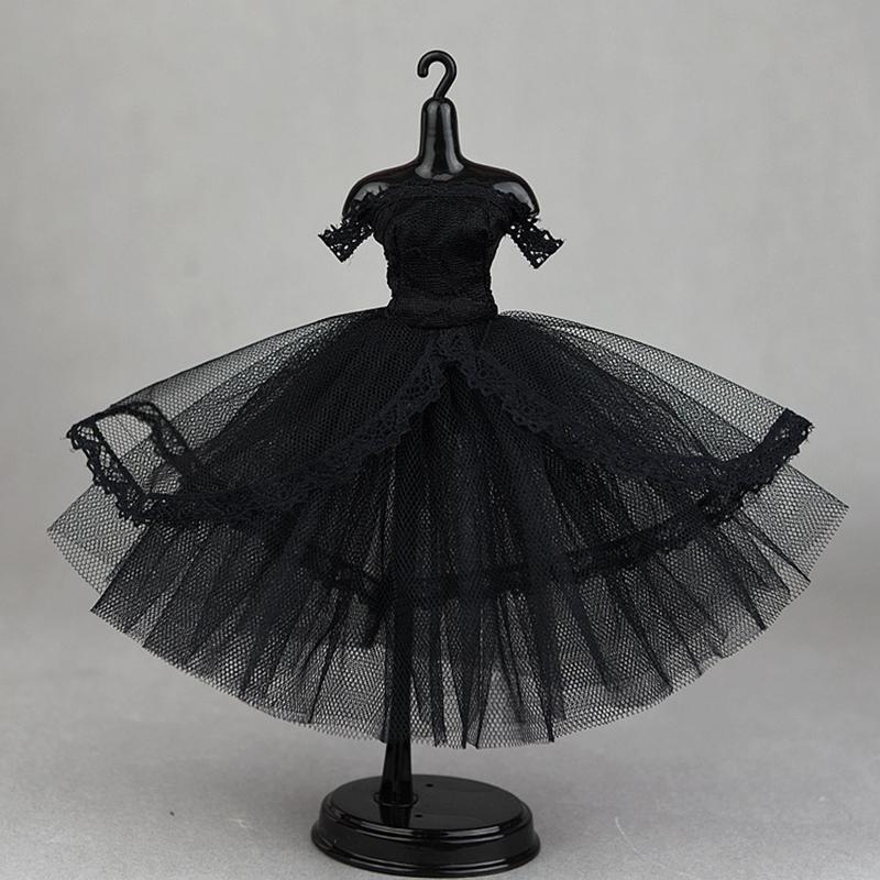 Mini Black Princess Doll Dress Wedding Dress Fluffy Skirt Multilayer Lace Tutu Dotted Doll Dress For Dolls Party Dress Clothes