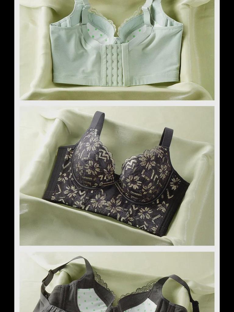 Mjuk spets Tunn kupa Dam-bygel-bh med Sidostöd & 6-Knappsjustering