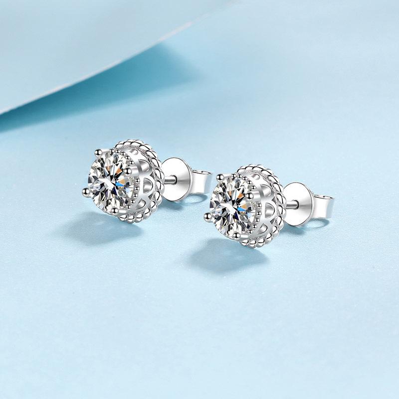 

Серьги из стерлингового серебра 925 пробы для женщин, маленькие серьги с ветряной мельницей и четырьмя когтями из муассанита, покрытые золотом pt950, украшения для ушей 5mm zircon