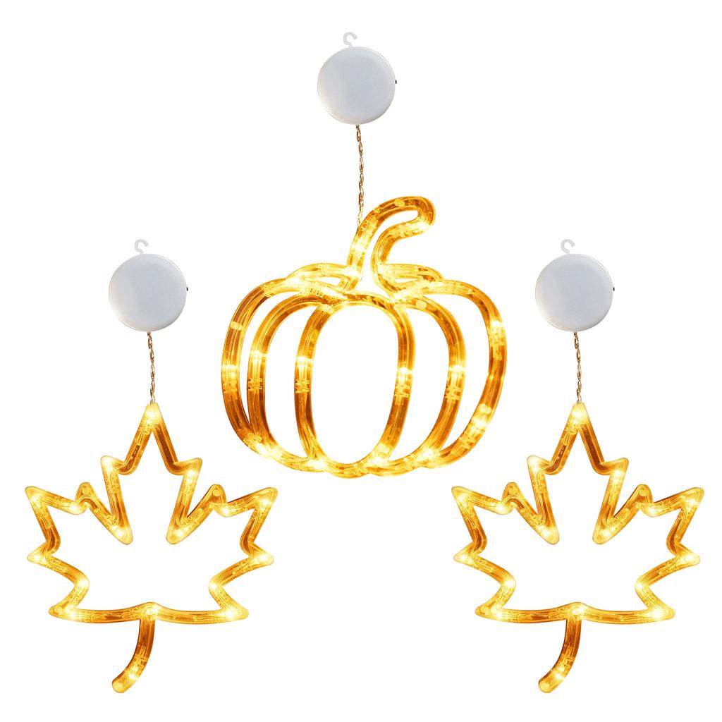 Fall Decor Window Lights with Suction Cup Halloween Window Lights Battery Operated Halloween LED Lights Halloween Decorations