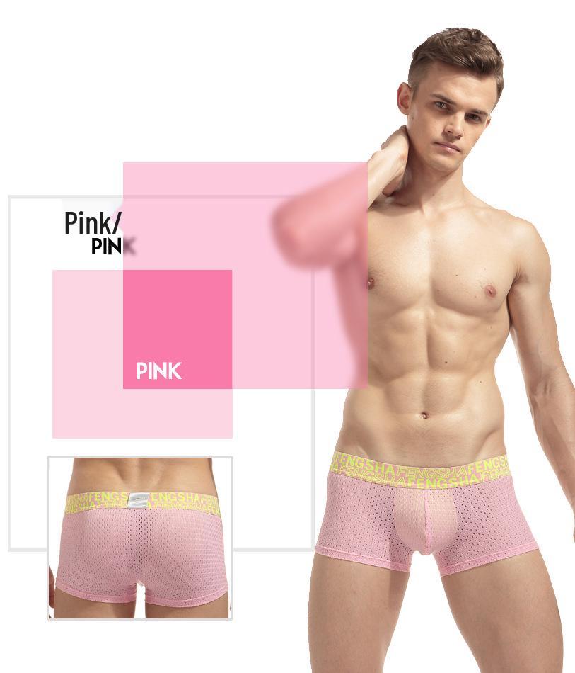 Men's Quick-Dry Ice Silk Mesh Boxer Briefs with U-Pouch