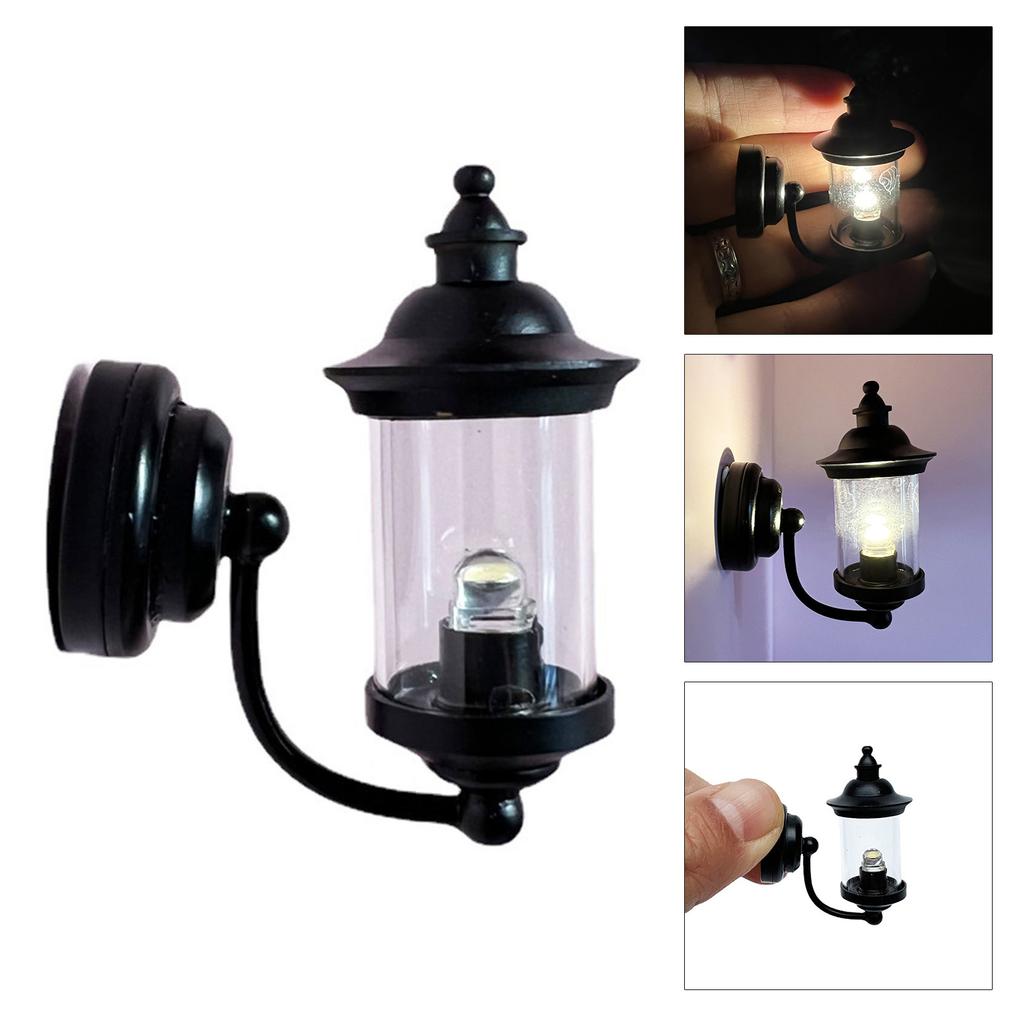 Maßstab 1/12 Vintage Wandlampe Miniatur Metall LED Beleuchtung Für Puppenhauszubehör