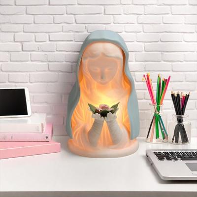 Yousheng Virgin Mary Night Light Resin Praying Virgin Table Lamp Blessed Mother In Blue Veil Bedside Light Catholic Home Decoration Gift for Baptism