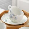 French Style Relief Ceramic Coffee Cups Home Breakfast Oat Yogurt Bowls Exquisite Flowers Dessert Plates Creative Tableware