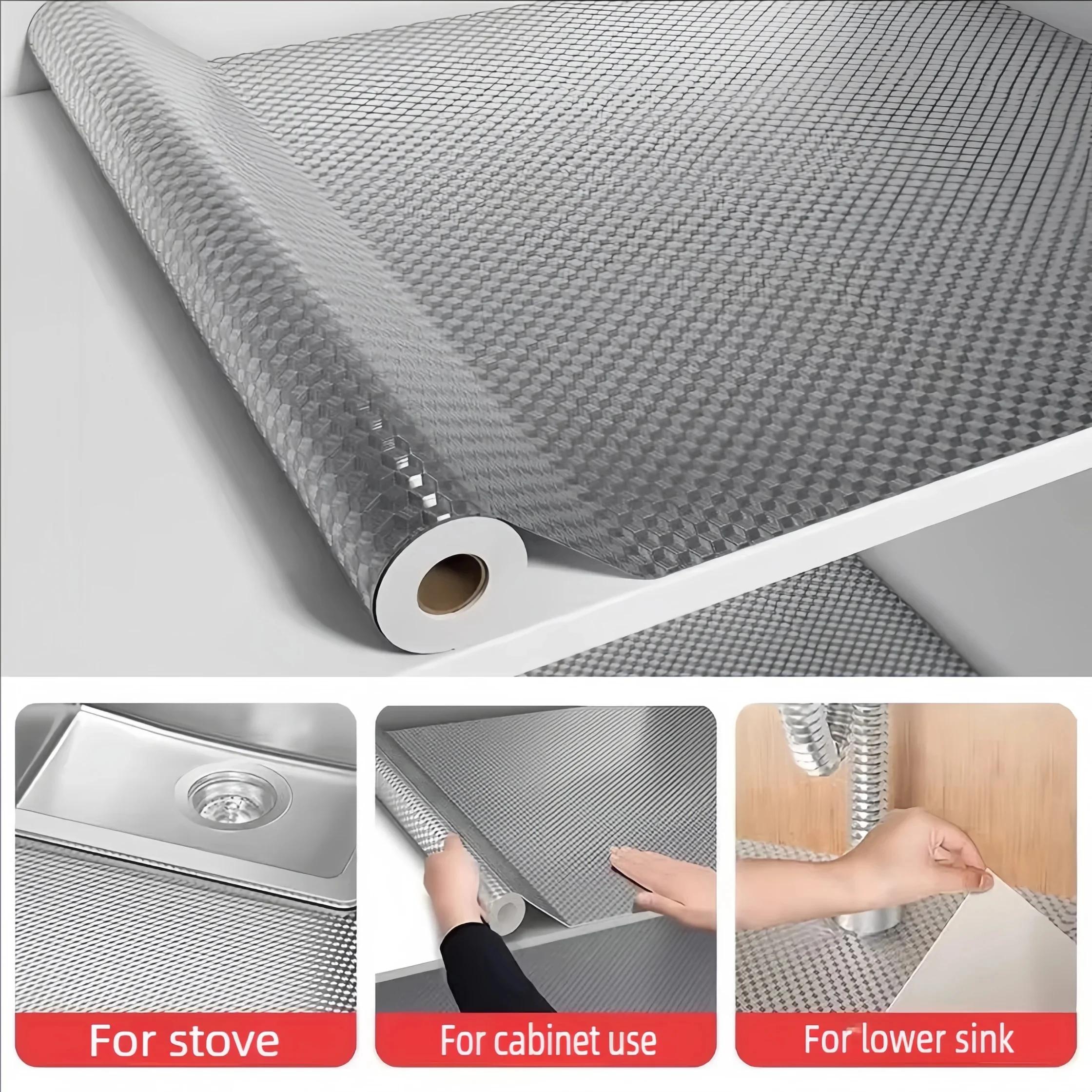 

1/3/5M Kitchen Oil-proof Sticker Heat-resistant Aluminum Foil Wallpaper for Kitchen Stove Cabinet DIY Self Adhesive Sticker 40cmx100cm