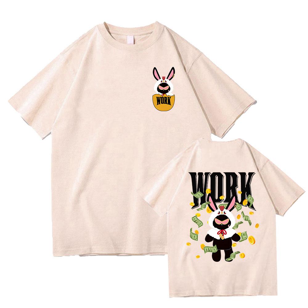 Work Rabbit  Cartoon Printing T-shirts ATEEZ Korean Style Punk Band Tee-shirt Short Sleeve Cotton Comfortable Tshirt Women Girls