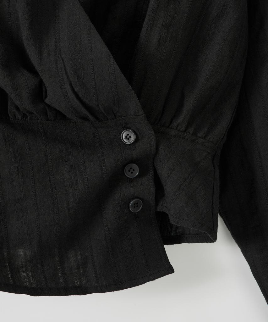 SALON DE YOHN Soft Cotton Wrap Blouse_ Black