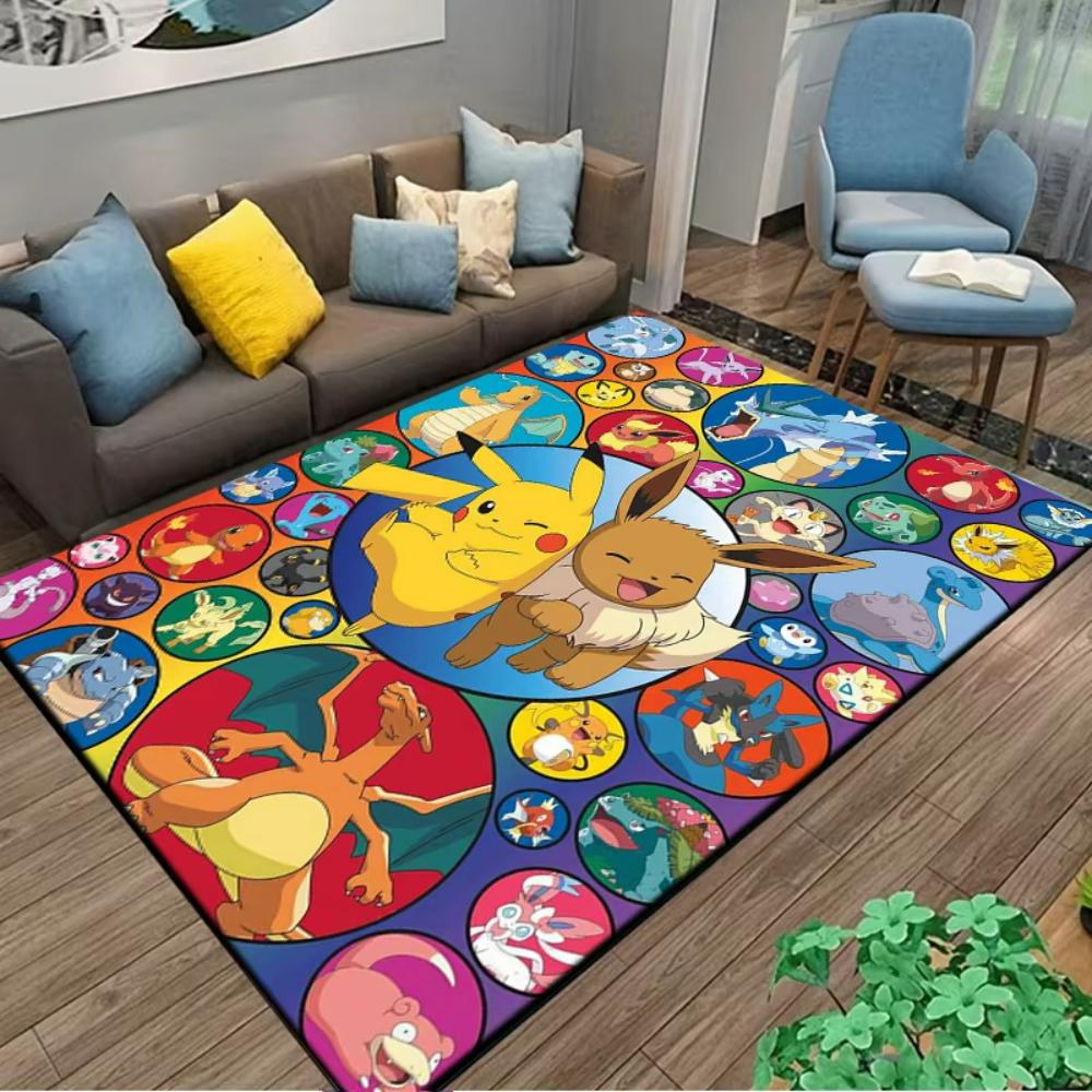 PIkachu Pokemon Anime Themed Carpet for Living Room Bedroom Kid's Room NonSlip Playmat Balcony Lounge Sofa Rug Gift Ide