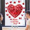 1PC Valentine's Day Window Decor Sticker - Red Rose Heart Balloon PVC Static Cling for Home Room