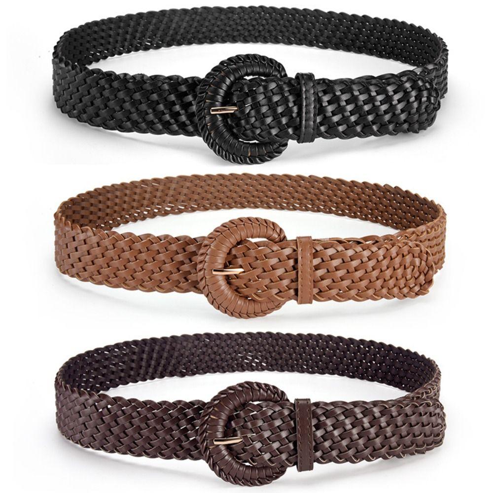 Round Retro Belt Hollow Out Bohemian Style Waistband Casual Weave Belt  Jeans Decorative