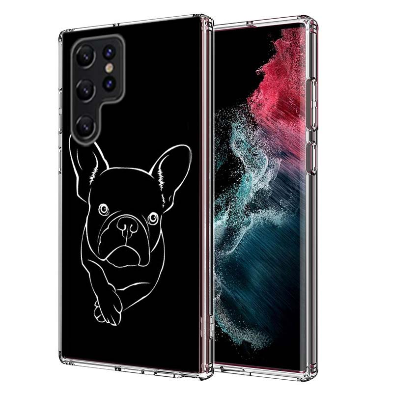 

French Bulldog Black White Capa Phone Case For Samsung S26 Ultra S25 Edge Galaxy S23 S21 S20 S24 FE S22 S10 Plus Cover Clear TPU Samsung S25 Edge 5G