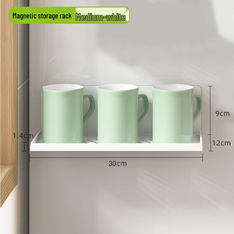 Magnetic Kitchen Refrigerator Storage Rack - Wall-Mounted Water Cup Holder & Drainer for Glass Cups