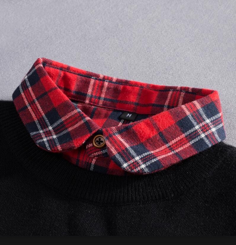 Vintage Plaid Fake Collar Women Detachable collars New Fashion Cotton False Collar Shirt Tie Female Removable Dickie Shirt Women