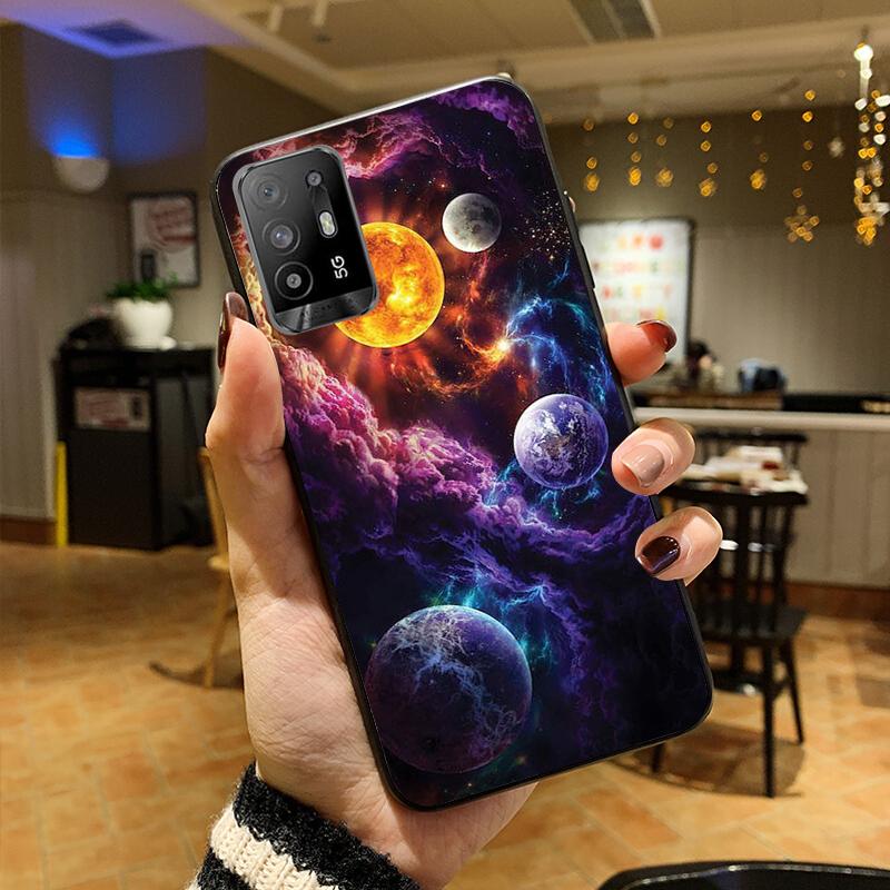 Moon Stars Space Astronaut Phone Case for OPPO A54 A74 A94 A53S A9 A5 A15 A16 A91 A96 A76 Reno8 8Pro Reno2 Z