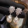 Premium light luxury style earrings female, water drop pendant imitation pearl design, princess high sense chic style