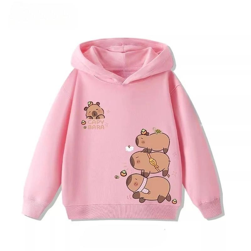 Children's Cartoon Adorable Capibara Autumn Fashion Boys Girls Loose Outdoor Street Kids Hoodies