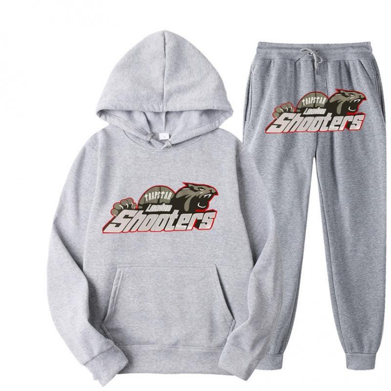 New Men's and Women's Casual Sports Suit, Red and Black Tiger Head Sweater and Sweatpants Suit.