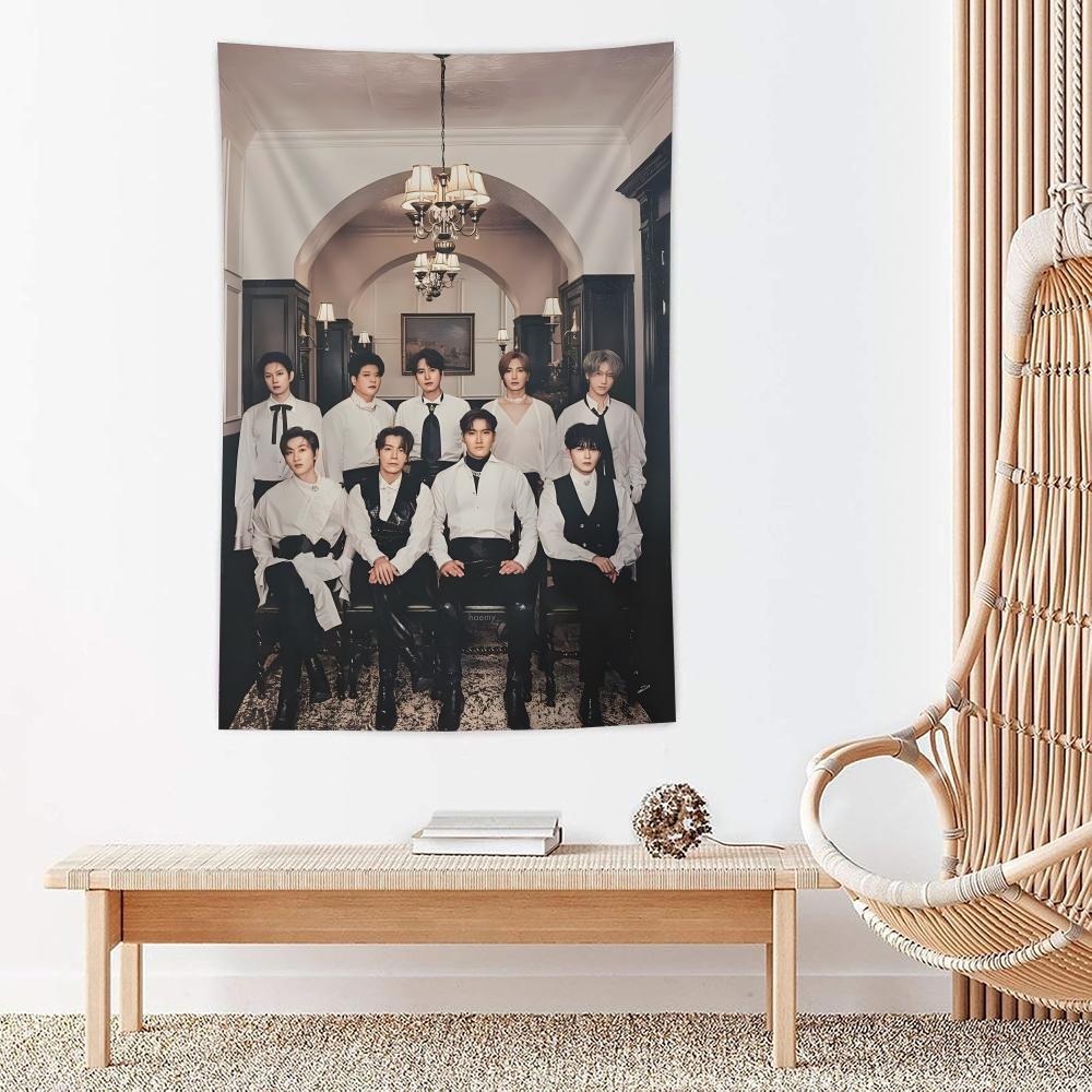Kpop Band SSuper Junior Tapestry Microfiber Wall Hanging For Bedroom Living Room Decor Outdoor Festival Garden Bar Background