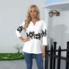 Women's T Shirt Tee Print Button 3/4 Sleeve Daily Weekend Fashion Basic V- Neck Regular Top
