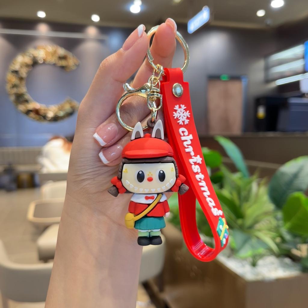 Christmas Key Pendant PVC Cute Three-dimensional Doll Rab Lamb Keychain