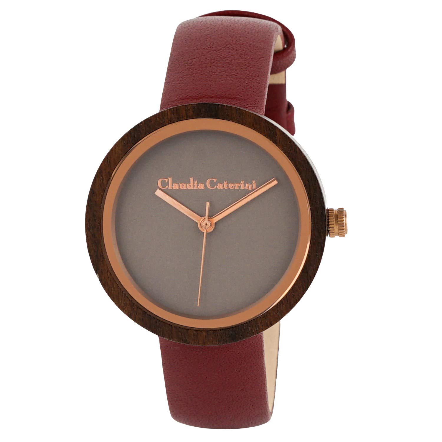 

[Claudia Catellini] Часы аналоговые деревянные кожаный ремешок серый CC-A116-WRB женские красные