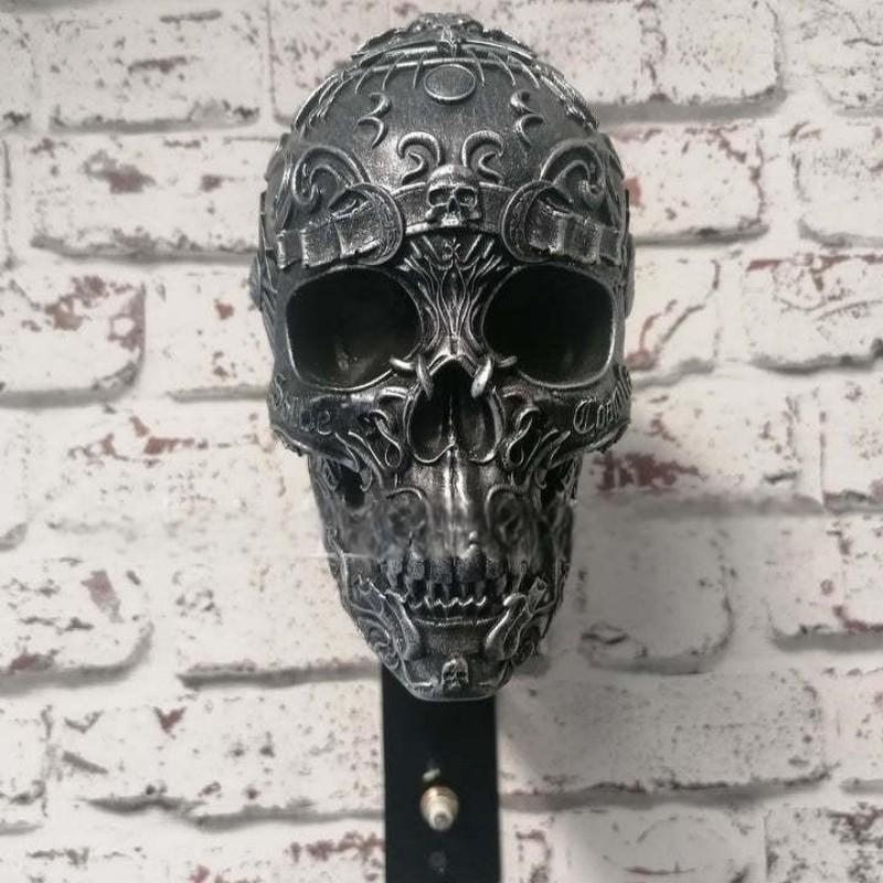 Držák na lebku pro motocyklovou helmu a bundu Kreativní cool držák na motocyklovou helmu v podobě lebky Nástěnný závěs na helmu v podobě lebky pro dospělé