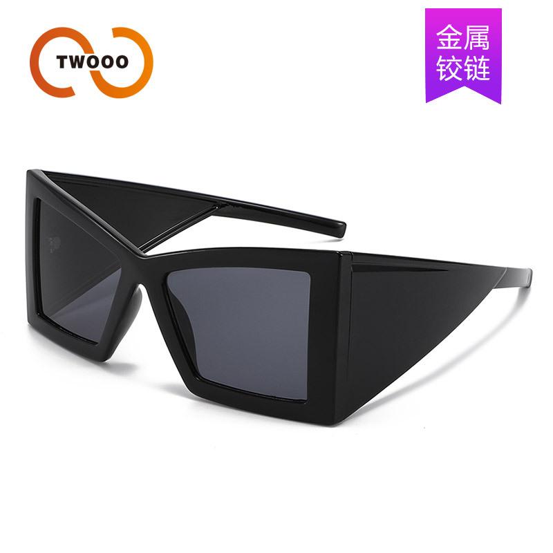 Two circles 2026 new personalized large frame sunglasses European and American Internet celebrities exaggerated cat eye ins sunglasses women T1370