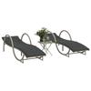 VidaXL Sun Loungers Set of 2 with Table Light Grey Wicker, Sunbed, Outdoor Sun Lounger, Bed of 368268