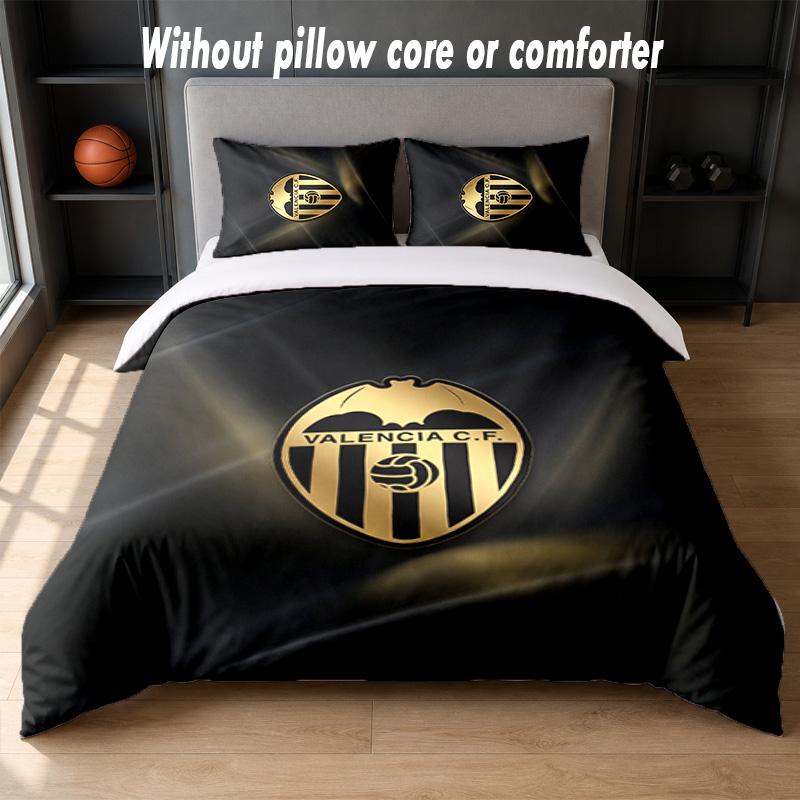 Valencia FC Design Bed Bedding Set 1 Duvet Cover + 2 Pillowcases Soft Breathable Household Bed Linens