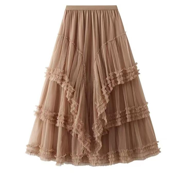Women's Mesh Cake Skirt Puff Cake Skirt Half Body Skirt Multi Level Yarn Skirt