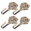 4set Curtain Hooks Holdbacks Decorative Bronze Rose Wall Hangers Retro Tiebacks for Drapes Bedroom Bathroom Accessories