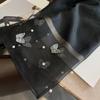 Lightweight Polyester Embroidered Butterfly Scarf Women Hijab Stole Shawl Wrap Soft Durable Beaded Trim Gift