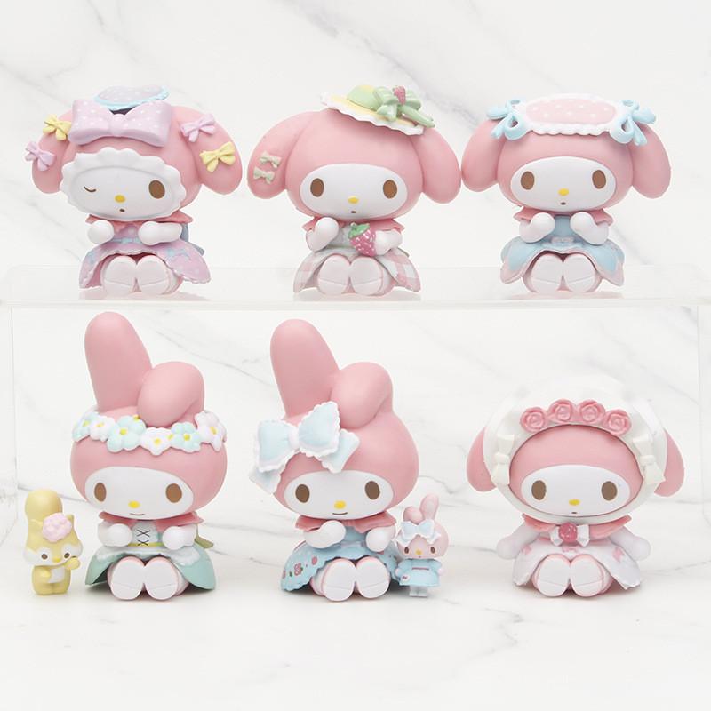 Cute My Melody Pvc Figurine Adorable Collectible Blind Box Cake Car Ornament