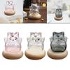 Glass Piggy Bank with Wooden Base Kitten Shaped Money Bank Money Saving Jar for