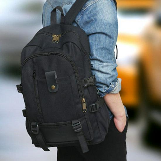 2022 Men's Casual Canvas Backpack, Large Capacity, Fashionable Double Shoulder Bag for Travel and School